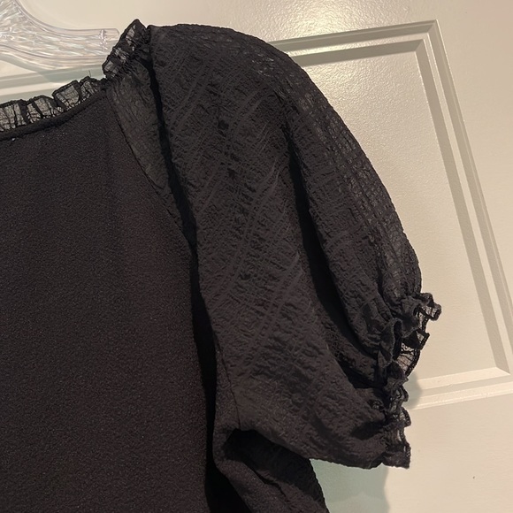 Status by Chenault Plaid Overlay Bodice Top Medium Black - Picture 12 of 13